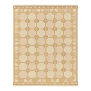 Rug & Kilim’s Scandinavian Style Rug in Peach and Beige-Brown Geometric Pattern - 5x7 For Sale