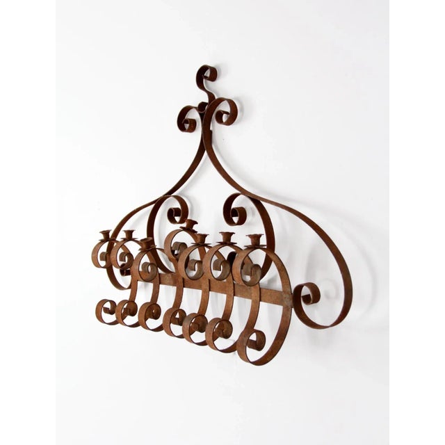Gothic Antique Wrought Iron Wall Candle Holder For Sale - Image 3 of 10