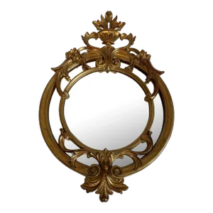 Vintage Gilded Round Italian Wall Mirror