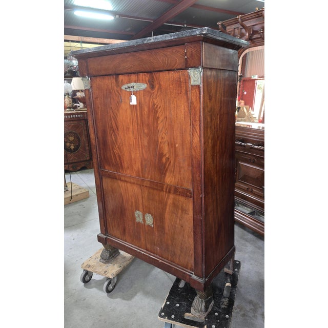 Tan Empire Secretary Desk in Mahogany and Gilt Bronze For Sale - Image 8 of 9
