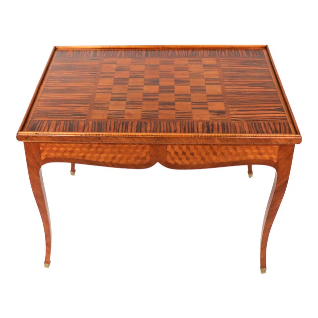 Late 19th Century French Louis XV Style Parquetry Reversible Top Game Table For Sale
