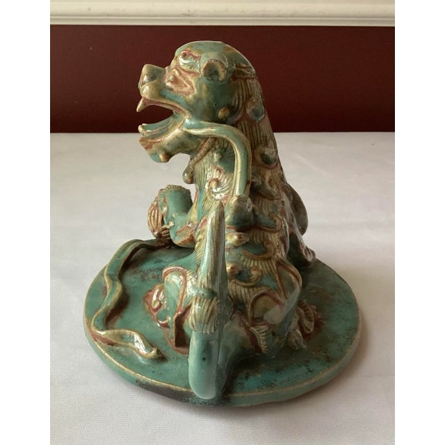 Antique Glazed Stoneware Foo Dog With Impressed Marking – Likely Chinese or Japanese Origin For Sale In Washington DC - Image 6 of 9