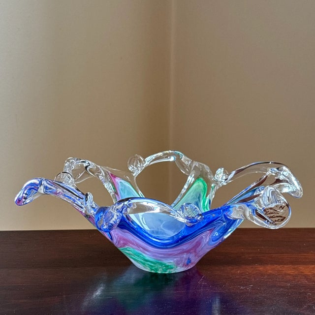 Late-20th Century Murano, Italy Free Form Art Glass Bowl For Sale - Image 13 of 18