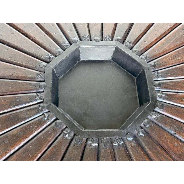 Monumental 1960s Spanish Colonial Sunburst Brazier Table & Wrought Iron Mounts For Sale - Image 11 of 16