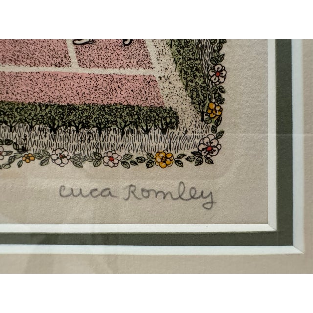 1970s Cuca Romley Four Seasons Set of 4 Signed Hand-Colored Etchings Framed For Sale - Image 11 of 16