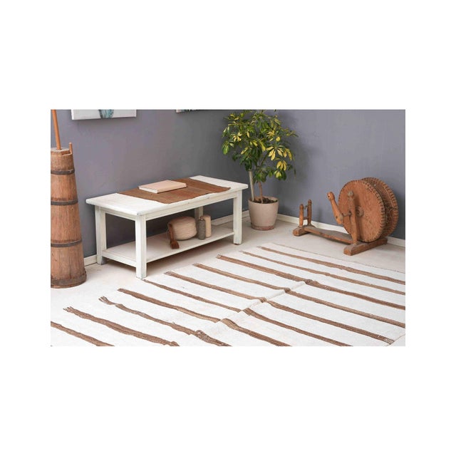 1960s Brown White Striped Hemp Kilim Rug - 5`9" X 9`0" For Sale - Image 5 of 6