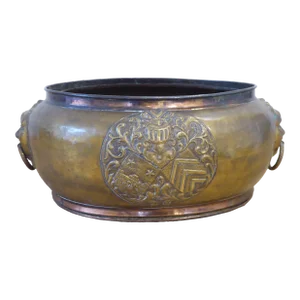 19th Century Oval Brass Cachepot