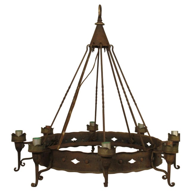 1940s Iron Gothic Chandelier For Sale - Image 11 of 11