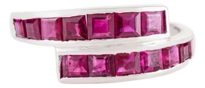 1.91ct Princess Cut Ruby Channel Set Geometric Wrap Bypass Ring Size 5 in 14k Gold