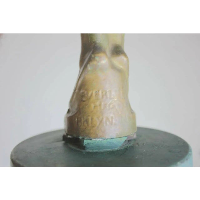 Vintage Polychromed Metal Art Deco Lady Statue by Everlite For Sale In West Palm - Image 6 of 9