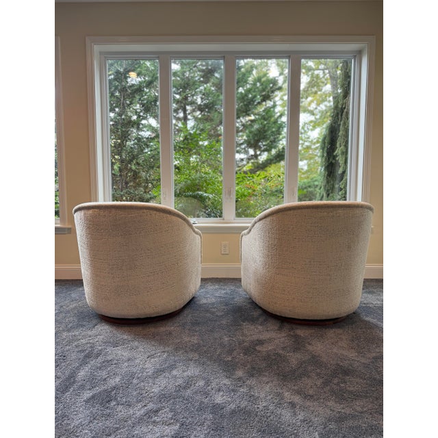 Textile Vintage Ward Bennet Attributed Swivel Chairs- A Pair For Sale - Image 7 of 12
