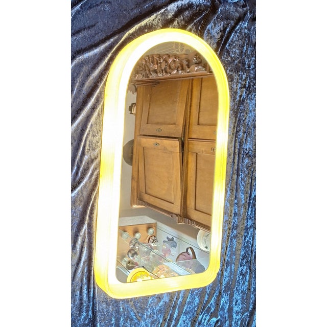 White Vintage Illuminated Wall Mirror, 1970s For Sale - Image 8 of 12