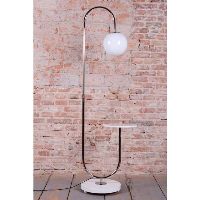 Silver Bauhaus Czech Chrome Floor Lamp attributed to J. Halabala for Up Závody, 1930s For Sale - Image 8 of 13