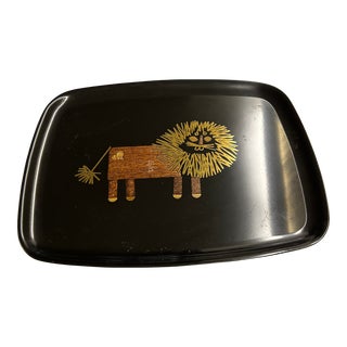 1960's Couroc Lion Design Footed Tray For Sale