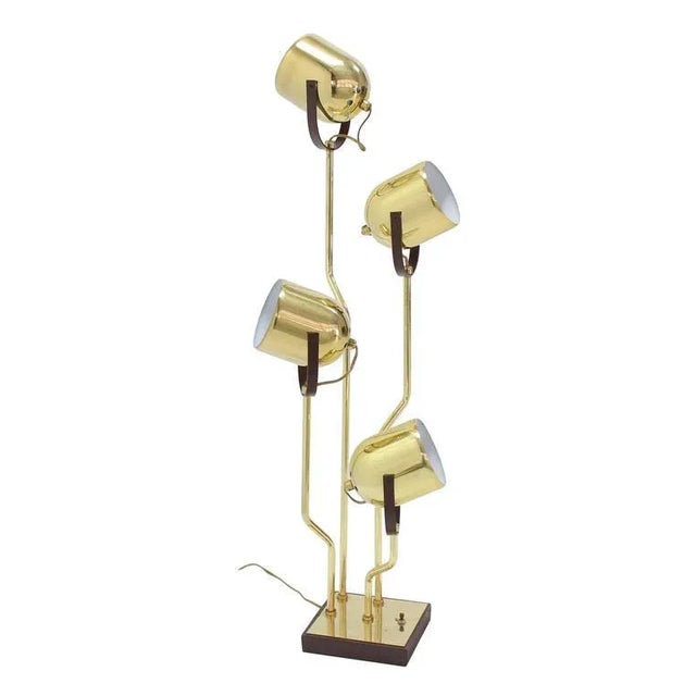 Mid 20th Century Mid-Century Modern Brass Finish Adjustable Table Lamp For Sale - Image 5 of 9