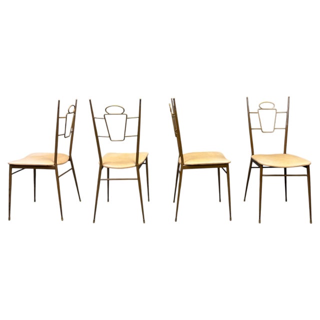 Mid-Century Modern Italian Brass Dining Chairs, 1950s, Set of 4 For Sale - Image 14 of 14