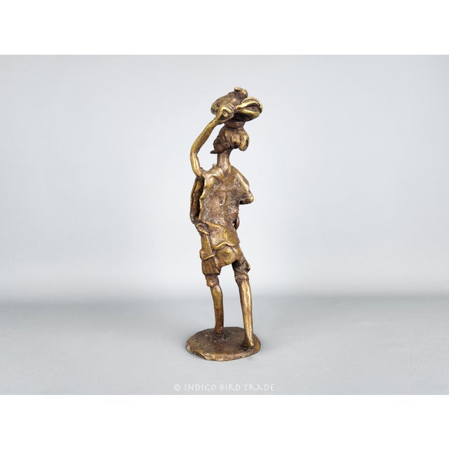 Metal Early 20th Century Antique African Tribal Hand Made Bronze Hunter Sculpture - Benin / Ashanti For Sale - Image 7 of 8