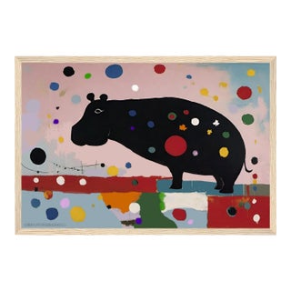 Colorful Hippo Framed Modern Art Print by P. L. Bradbury For Sale