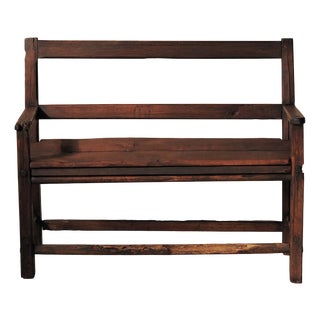 Antique Folk Art Fireplace Bench in Wood, 1800s For Sale