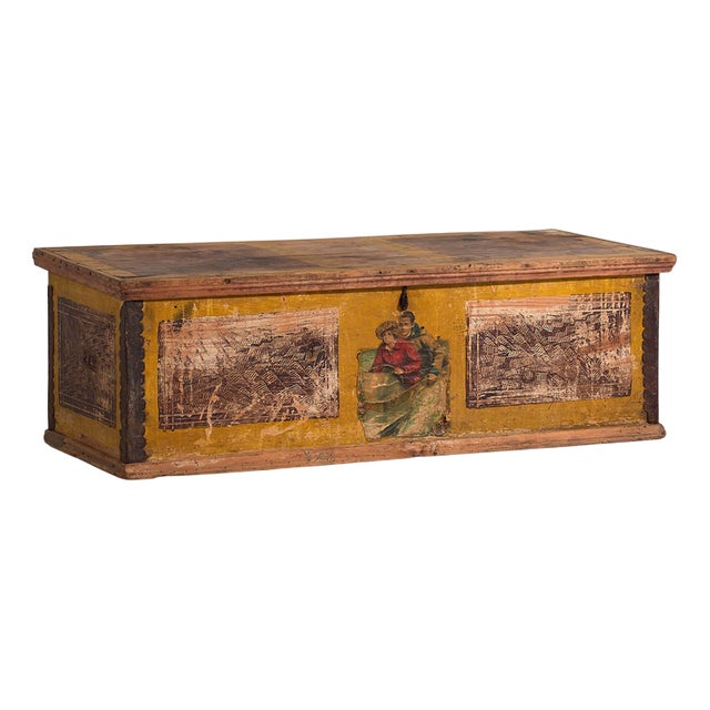 Antique Trunk with Metal Structure, 1920s For Sale