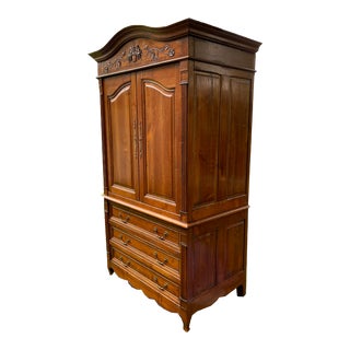 1980s French Provincial-Style Armoire / Cabinet With Fully Retracting Doors. For Sale