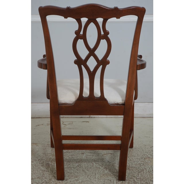 Kindel Furniture Set of 8 Kindel Mahogany Chippendale Upholstered Dining Chairs For Sale - Image 4 of 16