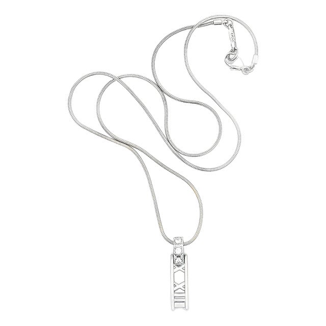 Late 20th Century Tiffany & Co. 18k White Gold Atlas Pendant on Chain For Sale