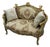 Cherub Elegance – French Rococo Loveseat With Gray Floral Damask Upholstery & Ornate Gold Leaf Frame For Sale