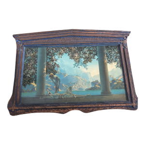 Rare Print of Daybreak by Maxfield Parrish in Period Osborne Custom Made Plaque