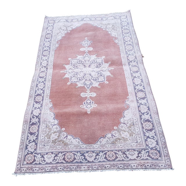 Turkish Oushak Rug Tan Carpet 2'9" X 4'11" For Sale