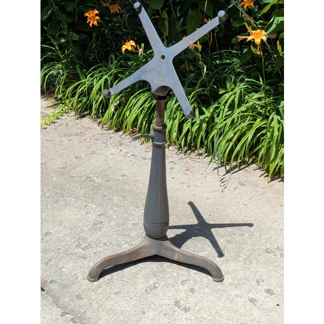 Antique Industrial Cast Iron Adjustable Pedestal Base Drafting Artist Table For Sale - Image 4 of 15