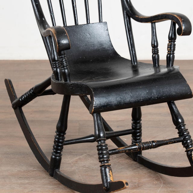 19th Century Swedish Child’s Black Rocking Chair For Sale - Image 6 of 13