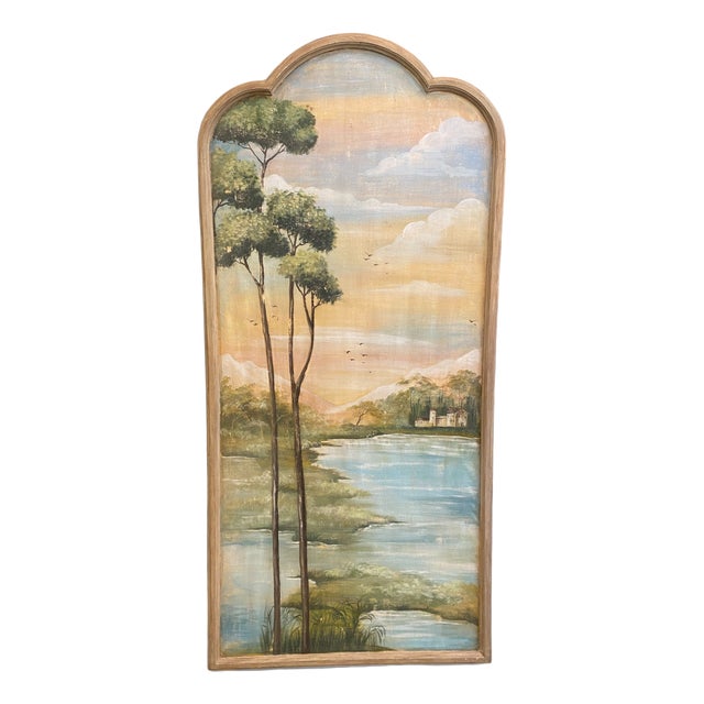 Italian Artist, Lobed Panel with Landscape, 1890s, Oil on Canvas For Sale