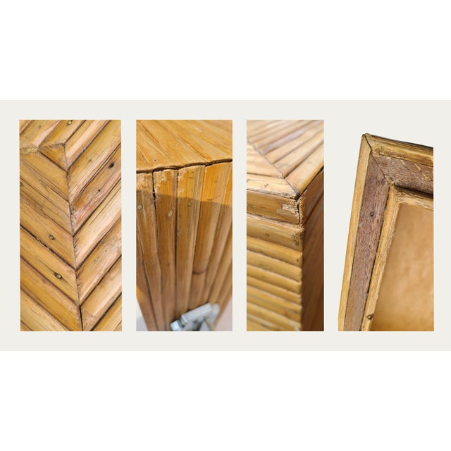 1990s Rare Rattan & Chrome Chest With Geometric Design Attributed to Milo Baughman for Thayer Coggin For Sale - Image 16 of 16