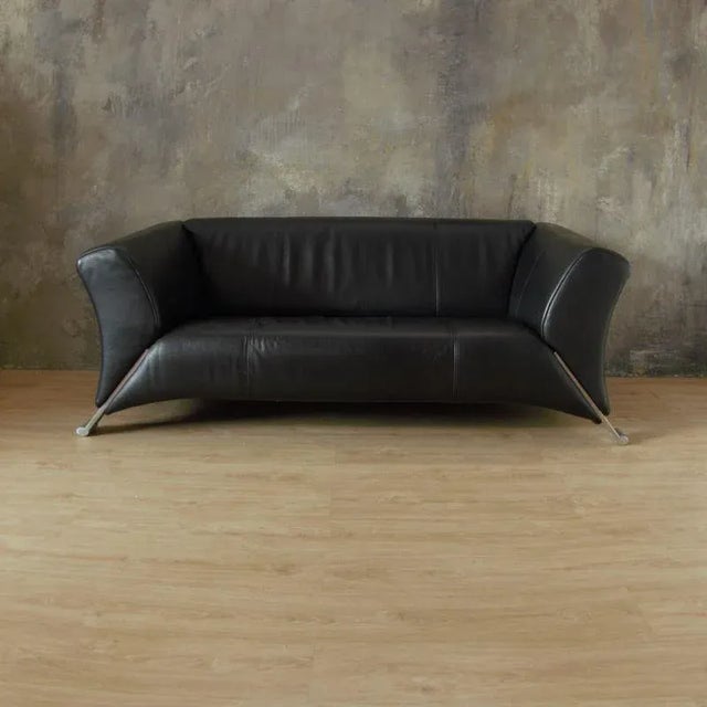 Black Leather 2-Seat Sofa by Rolf Benz, 2000s For Sale - Image 9 of 10