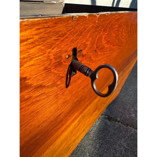 Vintage Wooden Hope Chest W/ Yale Lock – Solid Wood Blanket Chest on Casters For Sale - Image 11 of 17