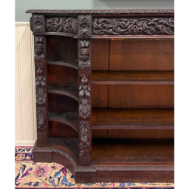 Antique French Renaissance Revival Style Carved Bookcase Bookshelf Oak c.1890s For Sale - Image 15 of 18