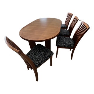 1990s Skovby Danish Modern Teak Dining Table and Chairs, 5 Pieces For Sale