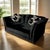 Mid-Century Modern 1970s Black Velour Loveseat With Clamshell Back For Sale - Image 3 of 7