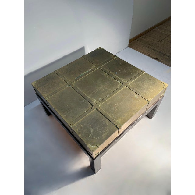 Sarreid Ltd. A Campaign Style Brass Coffee / Side Table by Sarreid For Sale - Image 4 of 5
