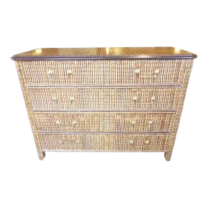 Late 20th Century Hand Painted Faux Bamboo Baker Furniture Chest of Drawers