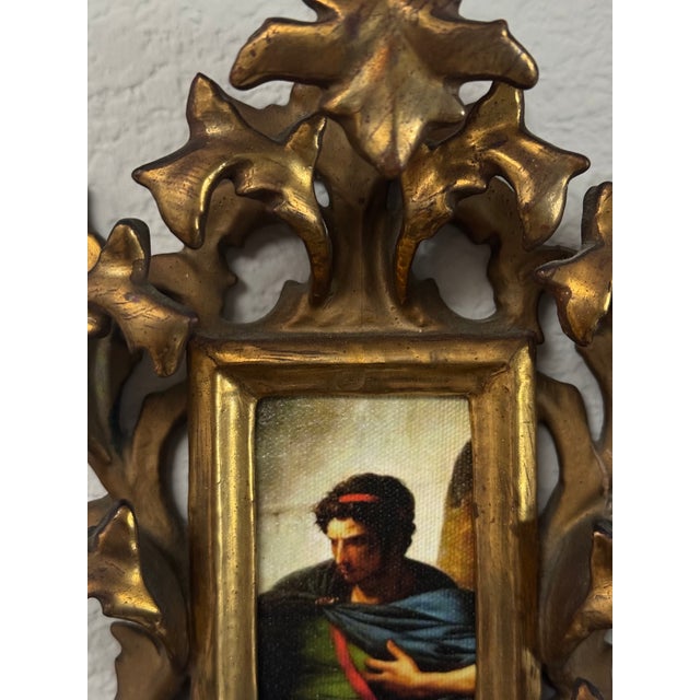 Vintage Italian Florentine Hand-Carved Giltwood Baroque Miniature Frame For Sale - Image 4 of 5