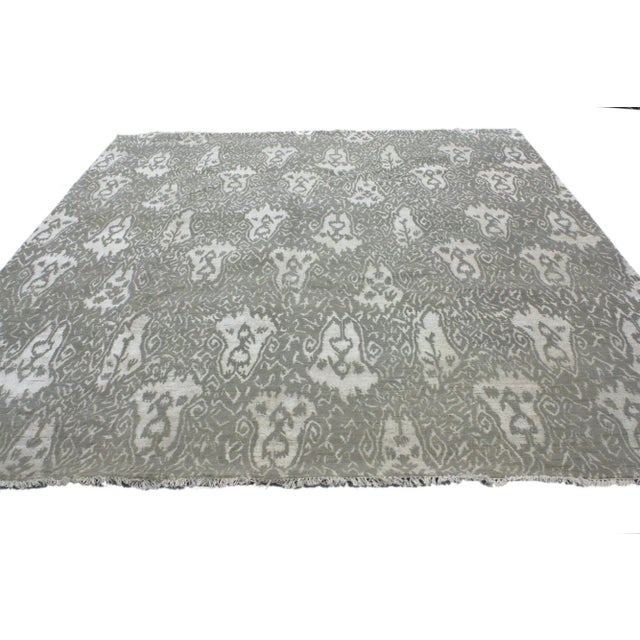 Contemporary Vintage Gray Indian Ikat Rug - 08'00 X 10'03 For Sale - Image 3 of 4