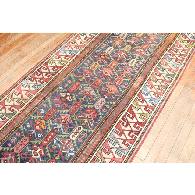 Textile Early 20th Century Caucasian Gendje Runner - 3'5" x 9'9" For Sale - Image 7 of 18