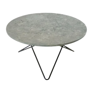 Grey Marble and Black Steel O Table by OxDenmarq