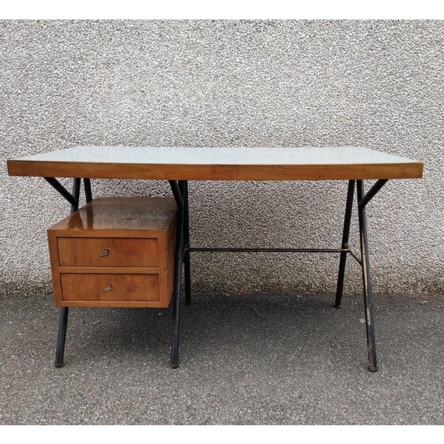 Mid-Century Modern Industrial Desk, Italy, 1950s For Sale - Image 3 of 7
