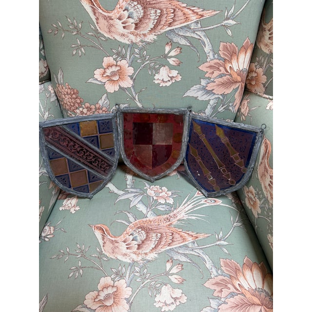 Stained Glass Heraldry Shields, Set of Three For Sale - Image 9 of 12