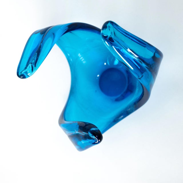 1960s Spanish Blue Art Glass Sculpture, Likely by Viartac For Sale - Image 12 of 12