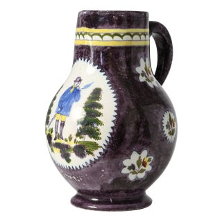 Antique Manganese Ceramic Jug from Boch Freres Keramis, 1800s For Sale