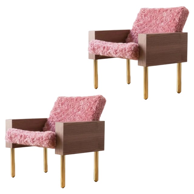 Set of Natural Walnut Block Armchairs by Carl Malmsten For Sale